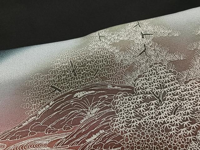 平和屋着物■豪華黒留袖　作家物　刺繍　流水風景文　暈し染め　金糸　正絹　逸品　CABL4380ua