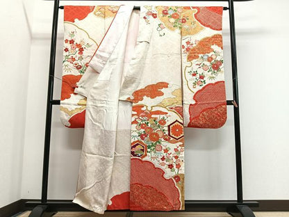 平和屋着物■豪華振袖　駒刺繍　亀甲草花文　金彩　高島屋扱い　正絹　逸品　CABL4382ua