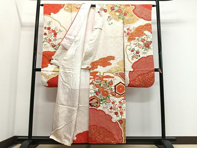 平和屋着物■豪華振袖　駒刺繍　亀甲草花文　金彩　高島屋扱い　正絹　逸品　CABL4382ua