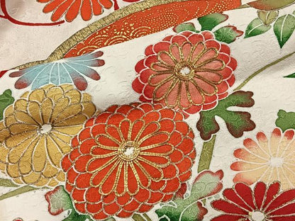 平和屋着物■豪華振袖　駒刺繍　亀甲草花文　金彩　高島屋扱い　正絹　逸品　CABL4382ua