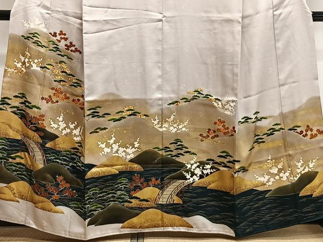 平和屋着物■豪華色留袖　駒刺繍　遠山風景文　暈し染め　金彩　正絹　逸品　CABL4383ua