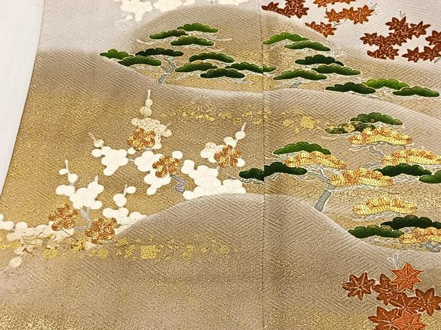 平和屋着物■豪華色留袖　駒刺繍　遠山風景文　暈し染め　金彩　正絹　逸品　CABL4383ua