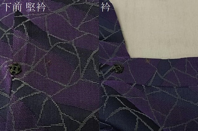平和屋着物＃道行コート　輪奈ビロード　干割れ斜線文　ロング丈　正絹　逸品　CABL4394ua
