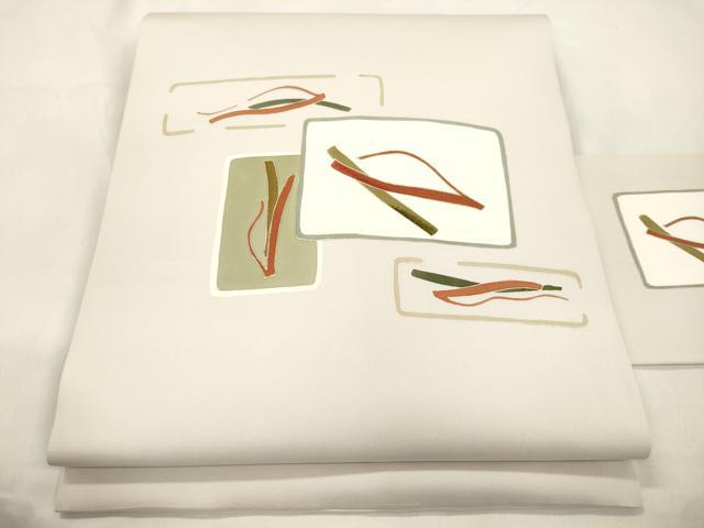 平和屋着物●塩瀬　九寸名古屋帯　幾何学文　金彩　正絹　逸品　CABL4405dy