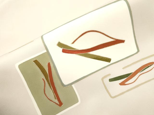 平和屋着物●塩瀬　九寸名古屋帯　幾何学文　金彩　正絹　逸品　CABL4405dy