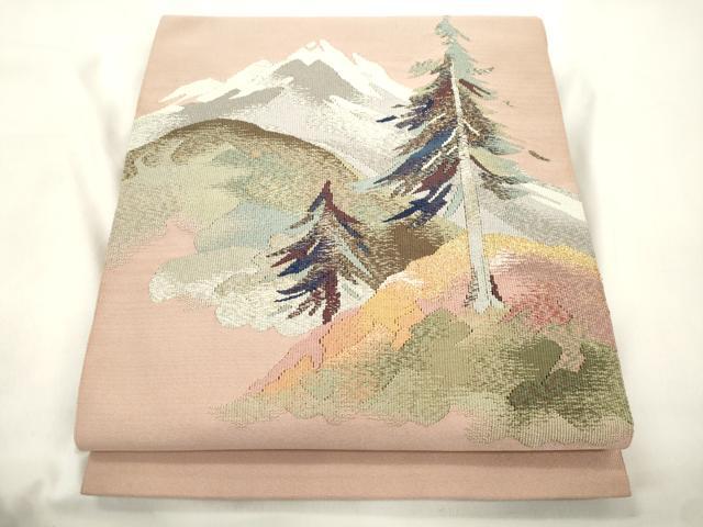 平和屋着物●爪掻き本綴れ　八寸名古屋帯　遠山草木文　金糸　正絹　逸品　CABL4407dy