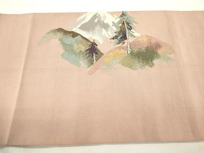 平和屋着物●爪掻き本綴れ　八寸名古屋帯　遠山草木文　金糸　正絹　逸品　CABL4407dy