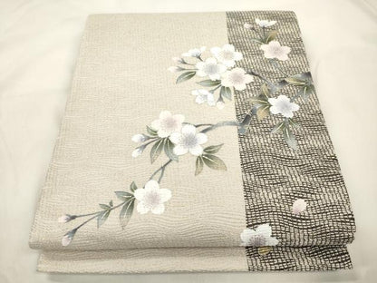 平和屋着物●全通柄袋帯　作家物　枝桜文　金銀彩　さが美扱い　正絹　逸品　CABL4408dy