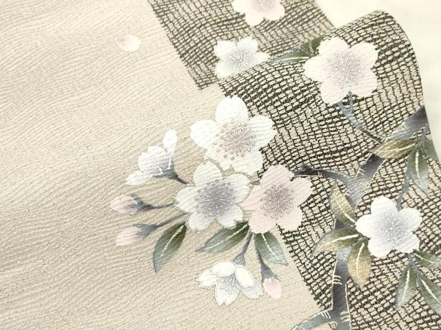 平和屋着物●全通柄袋帯　作家物　枝桜文　金銀彩　さが美扱い　正絹　逸品　CABL4408dy