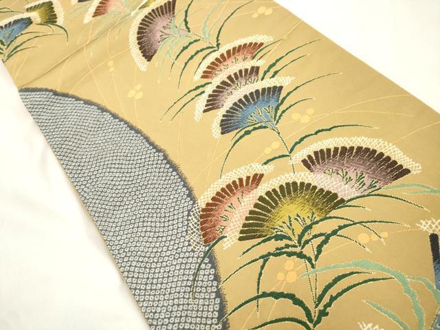 平和屋着物●西陣　白綾苑大庭 　六通柄袋帯　草花文　金糸　正絹　逸品　CABL4412dy