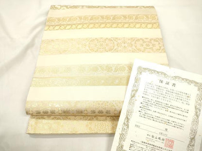 平和屋着物●西陣織　陰山織物謹製　箔屋清兵衛　六通柄袋帯　草木染　正倉院　本金箔　保証書付き　正絹　逸品　CABL4413dy