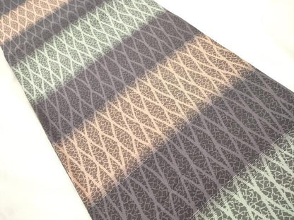平和屋着物●両面　全通柄袋帯　幾何学文　正絹　逸品　CABL4415dy
