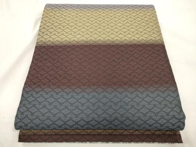 平和屋着物●両面　全通柄袋帯　幾何学文　正絹　逸品　CABL4415dy