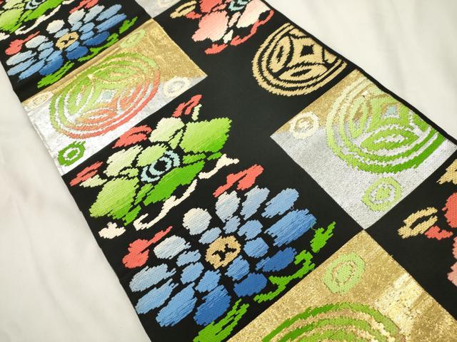平和屋着物●全通柄　本袋帯　遠州七宝錦　金銀糸　正絹　逸品　CABL4416dy