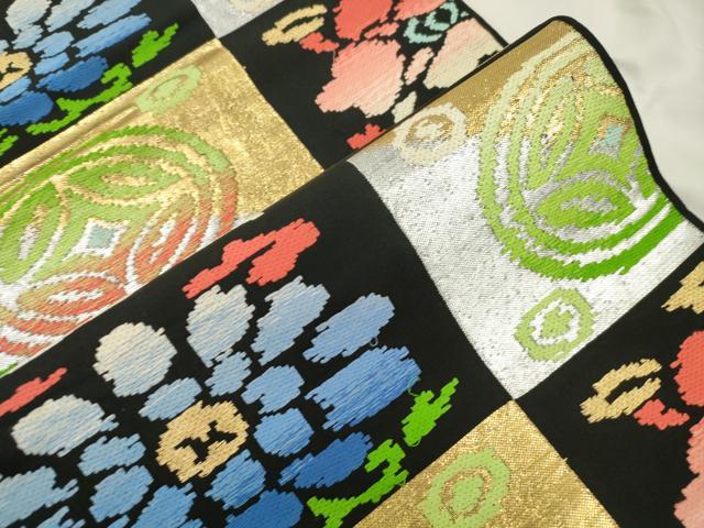 平和屋着物●全通柄　本袋帯　遠州七宝錦　金銀糸　正絹　逸品　CABL4416dy