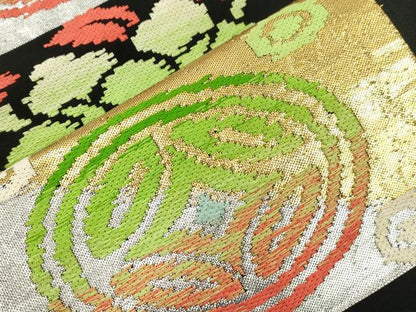 平和屋着物●全通柄　本袋帯　遠州七宝錦　金銀糸　正絹　逸品　CABL4416dy