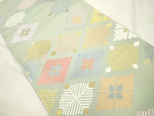平和屋着物●六通柄袋帯　京名工染匠越後屋通博　唐織　菱花文　金銀糸　正絹　逸品　CABL4418dy