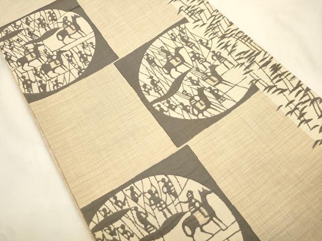 平和屋着物●名門木屋太　今河織物　六通柄袋帯　動物人物文　正絹　逸品　CABL4423dy