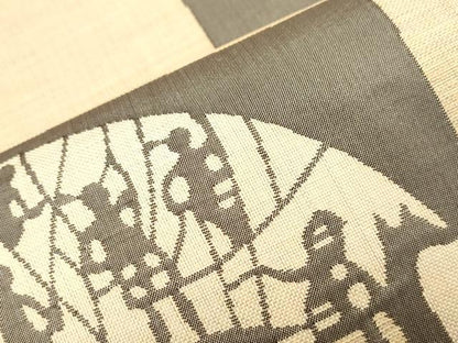 平和屋着物●名門木屋太　今河織物　六通柄袋帯　動物人物文　正絹　逸品　CABL4423dy