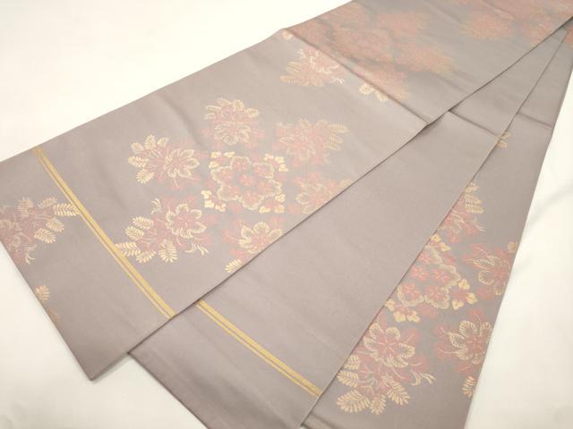 平和屋着物●織物一筋名門　織悦　全通柄　本袋帯　草花文　金糸　正絹　逸品　CABL4425dy