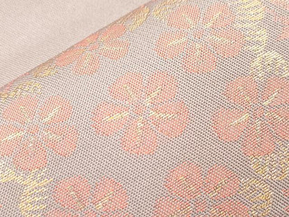 平和屋着物●織物一筋名門　織悦　全通柄　本袋帯　草花文　金糸　正絹　逸品　CABL4425dy
