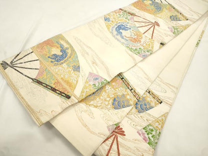 平和屋着物●龍村平蔵製　丸帯　上代扇綴錦　正絹　逸品　CABL4426dy