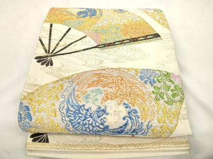 平和屋着物●龍村平蔵製　丸帯　上代扇綴錦　正絹　逸品　CABL4426dy