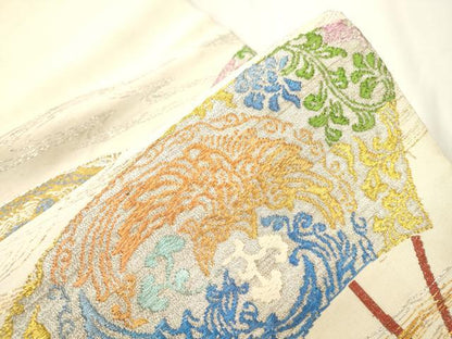 平和屋着物●龍村平蔵製　丸帯　上代扇綴錦　正絹　逸品　CABL4426dy