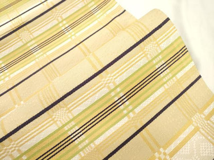 平和屋着物●六通柄袋帯　花織　幾何学文　正絹　逸品　CABL4427dy