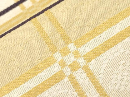 平和屋着物●六通柄袋帯　花織　幾何学文　正絹　逸品　CABL4427dy