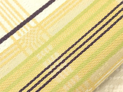 平和屋着物●六通柄袋帯　花織　幾何学文　正絹　逸品　CABL4427dy