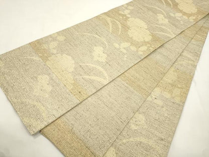 平和屋着物●六通柄袋帯　作家物　ねん金綴　雪輪草花文　金糸　正絹　逸品　CABL4429dy