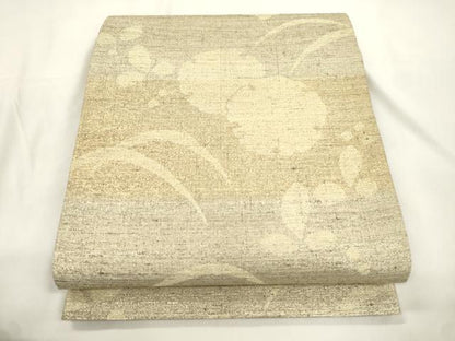 平和屋着物●六通柄袋帯　作家物　ねん金綴　雪輪草花文　金糸　正絹　逸品　CABL4429dy
