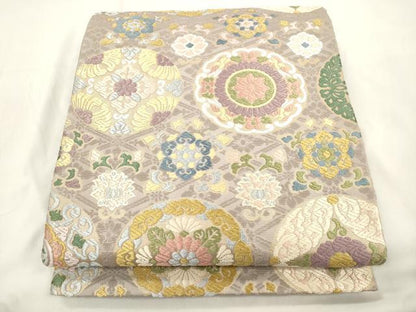 平和屋着物●六通柄袋帯　唐織　正倉院花鳥文　正絹　逸品　CABL4430dy