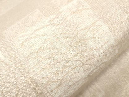 平和屋着物●全通柄袋帯　本場縞大島紬　色紙重ね草木文　銀通し地　宮之原謹製　証紙付き　正絹　逸品　CABL4435dy