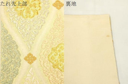 平和屋着物●六通柄袋帯　唐織　立涌花文　金糸　正絹　逸品　CABL4439dy