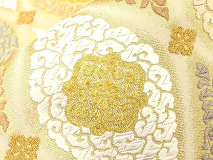 平和屋着物●六通柄袋帯　唐織　立涌花文　金糸　正絹　逸品　CABL4439dy