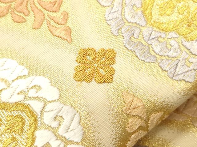 平和屋着物●六通柄袋帯　唐織　立涌花文　金糸　正絹　逸品　CABL4439dy
