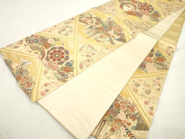 平和屋本店▼六通柄袋帯　胡調菱天井　本金箔　正絹　逸品　CABL4441dy