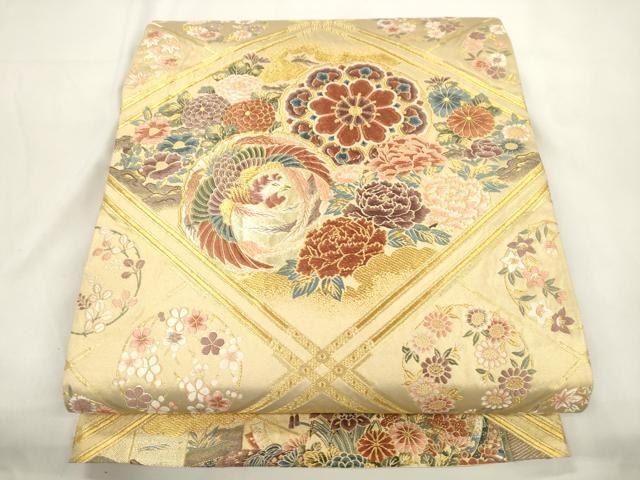 平和屋本店▼六通柄袋帯　胡調菱天井　本金箔　正絹　逸品　CABL4441dy