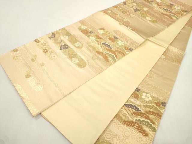 平和屋本店▼六通柄袋帯　唐織　能衣霞文　本金二丁箔　正絹　逸品　未使用　CABL4444dy