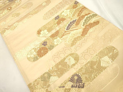 平和屋本店▼六通柄袋帯　唐織　能衣霞文　本金二丁箔　正絹　逸品　未使用　CABL4444dy