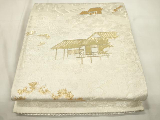 平和屋本店▼六通柄袋帯　みやこの四季　貮拾四金　正絹　逸品　CABL4450dy