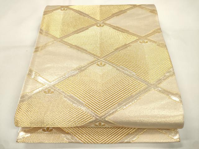 平和屋本店▼六通柄袋帯　銀彩錦　松葉文　本金二重箔　正絹　逸品　CABL4457dy