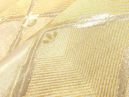平和屋本店▼六通柄袋帯　銀彩錦　松葉文　本金二重箔　正絹　逸品　CABL4457dy