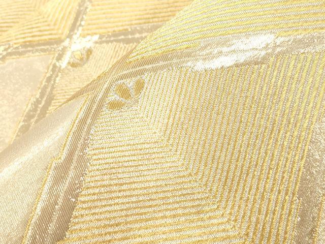 平和屋本店▼六通柄袋帯　銀彩錦　松葉文　本金二重箔　正絹　逸品　CABL4457dy