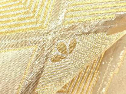 平和屋本店▼六通柄袋帯　銀彩錦　松葉文　本金二重箔　正絹　逸品　CABL4457dy
