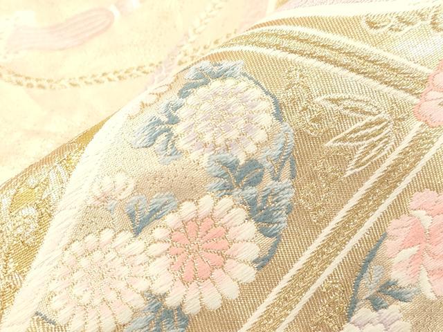 平和屋本店▼六通柄袋帯　唐織　絵巻花鳥文　本金箔九百錦　正絹　逸品　CABL4459dy