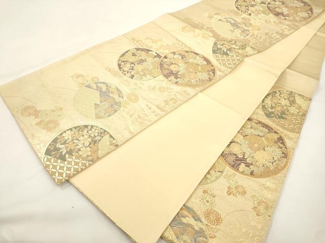 平和屋本店▼六通柄袋帯　花蝶丸文　本金箔蒔絵　正絹　逸品　CABL4460dy