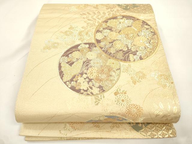 平和屋本店▼六通柄袋帯　花蝶丸文　本金箔蒔絵　正絹　逸品　CABL4460dy
